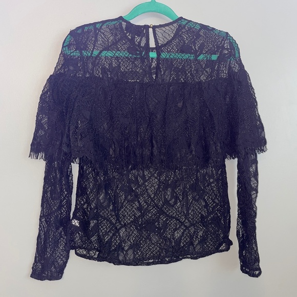NWT Who What Wear Lace Ruffle Long Sleeve Blouse Size Small - Picture 7 of 10